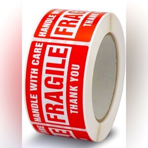 500qty Huge Roll of 3”x2”— “Handle With Care Fragile” Stickers —> TAX WRITE OFF!